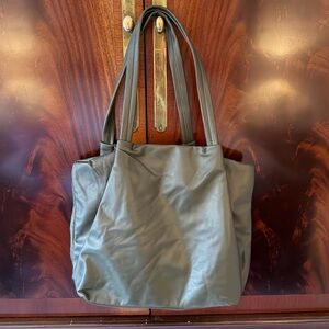Neiman Marcus Olive Green Tote Bag Set Vegan Leather Shoulder Bag + Pouch